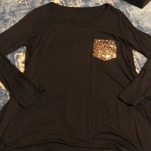 Sequin Pocket Long Sleeve Top